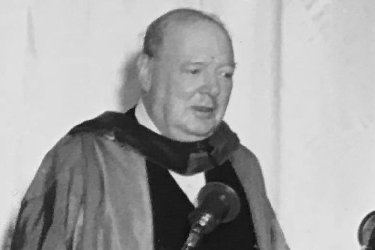 Churchill at Podium