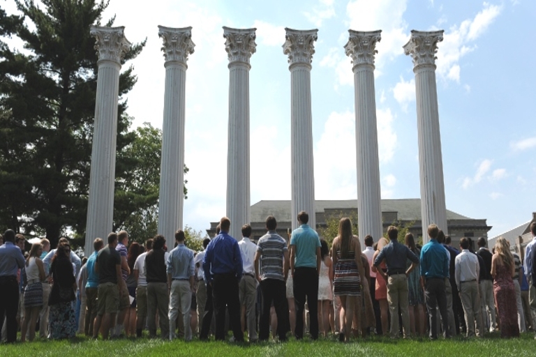 Students Gather at Columns