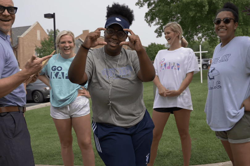 People dancing and laughing at Move-In