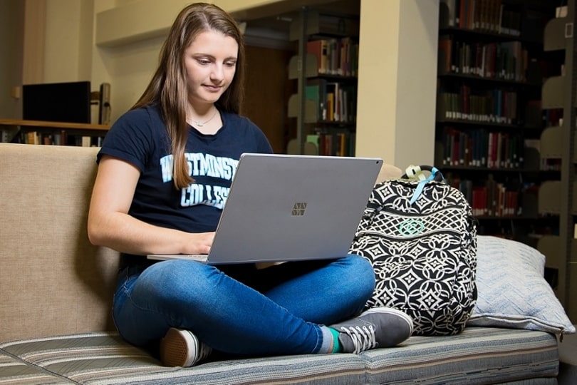 A Westminster College student uses the audio notes service offered in the Learning Differences Program