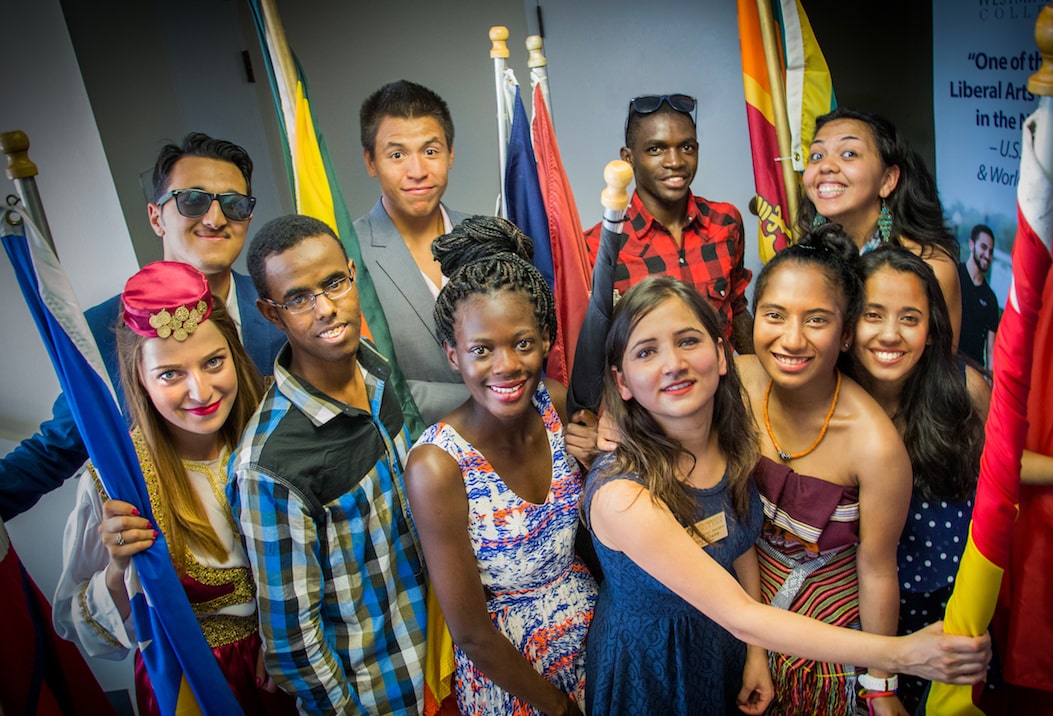A photo of Westminster College’s annual cultural festival with students in traditional clothes from their cultures