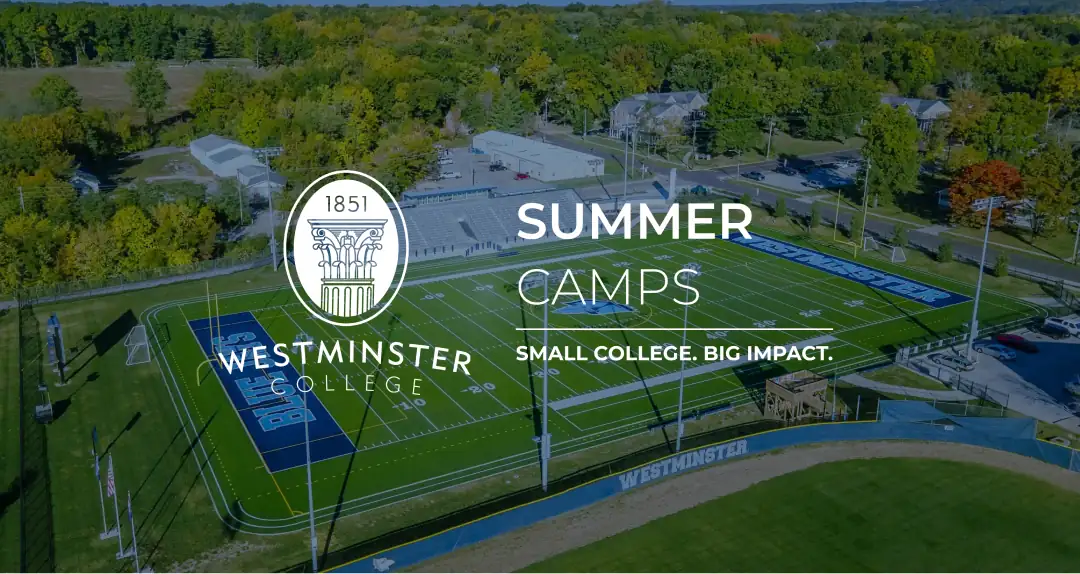 Westminster college logo and besides it there is text that says "Summer Camps"