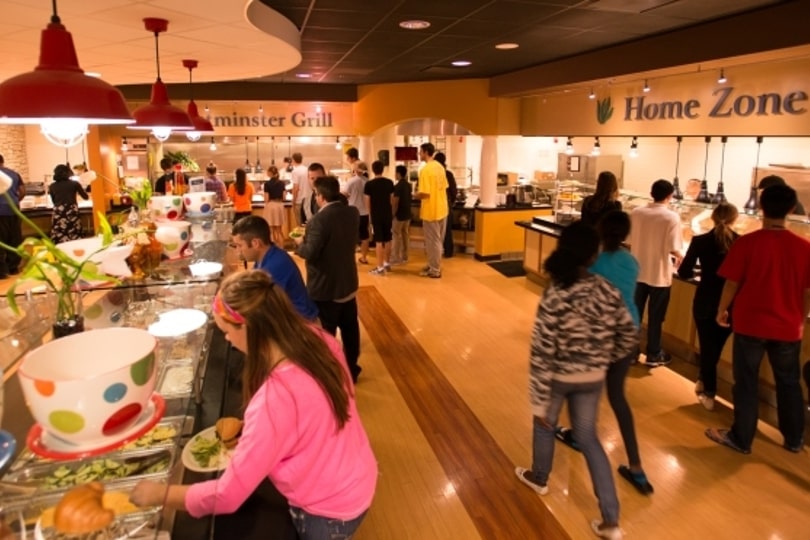 Students at buffet in dining hall