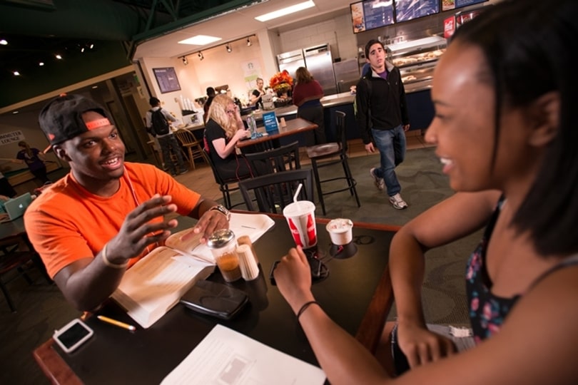 Students talking at JCI Snack Bar