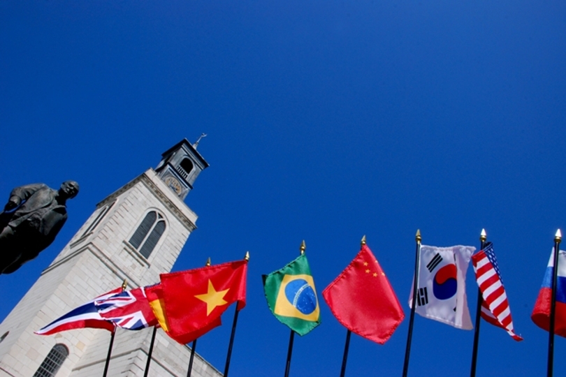 Churchill Museum with International Flags