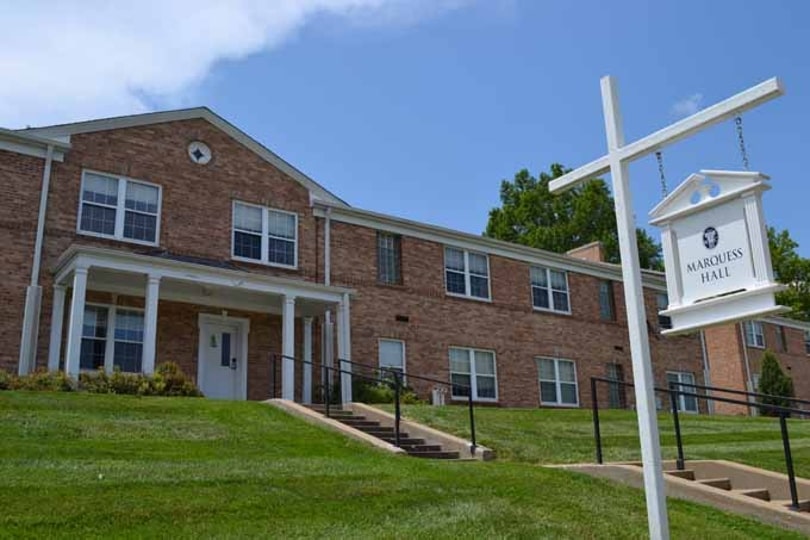 An exterior photo of Westminster College’s Marquess Hall first-year residence