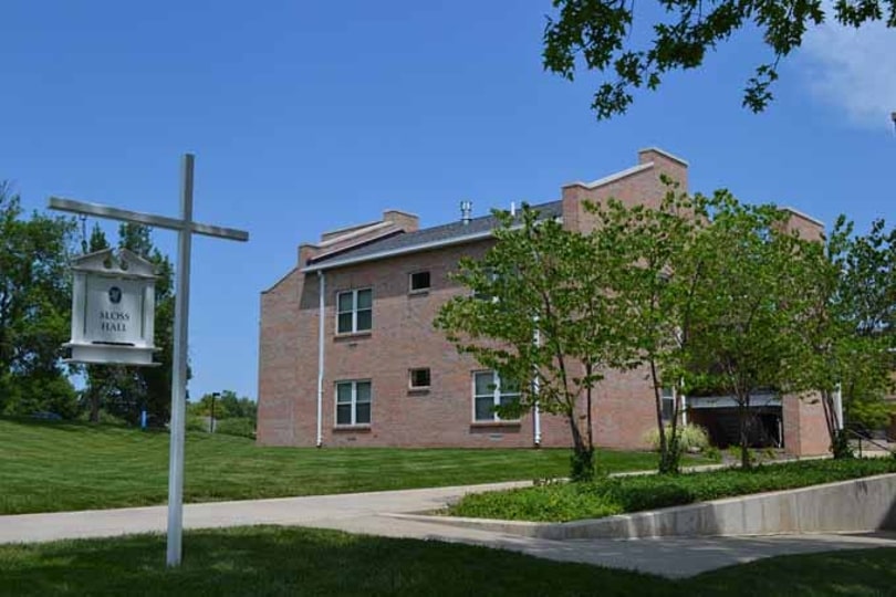 An exterior photo of Westminster College’s Sloss Hall first-year residence